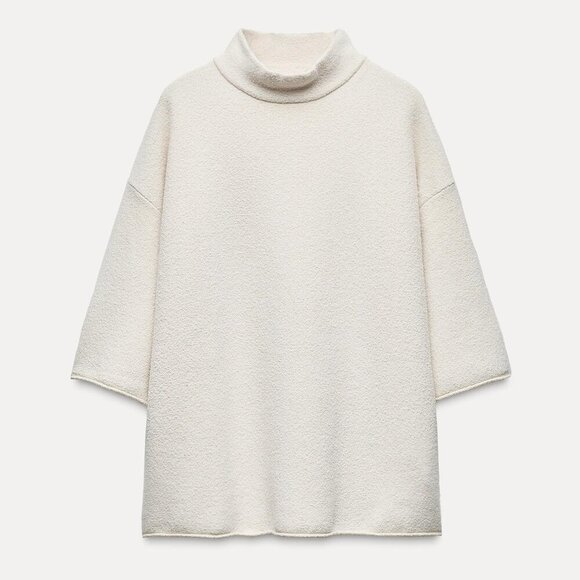 New! Zara Cream Oversized Mock Neck Sweater 37486 - Picture 10 of 10